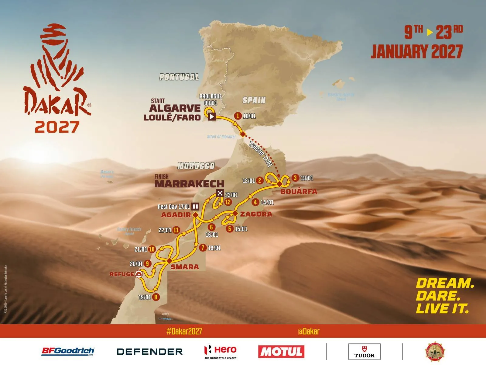 Dakar 2027 Rally: From Loulé-Faro in Portugal to Marrakech in Morocco
